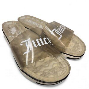Juicy Couture Dark Translucent Jelly Slide Sandals Spell Out Loungewear 8